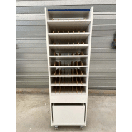 Meuble dynamique blanc d'occasion pour laboratoire - sur roulette avec casier-tiroir arrière - P21091201_1