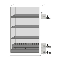 Armoire de sécurité S-PHOENIX-30 modèle S30.197.120.FDAS - Réf 30174-001-30177 - Type 30 avec portes pliables, conforme NF EN 14470-1_1