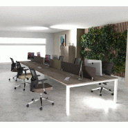Bureau 6 personnes Tempo - Mobel linea - Blanc 9010, 480, Chêne grisé_0