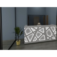 Banque d'accueil rétro-éclairée ZIG ZAG - design innovant avec LED programmable et modules PMR_1