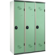 Vestiaire professionnel avec 3 armoires colorées - Séparation centrale - Fabrication française - ra3vosb3_1
