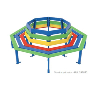 Banc octogonal tour d'arbre Silaos® Junior - structure en tube acier 30x50 mm peint, épaisseur 2 mm - hauteur d’assise maternelle ou primaire_1
