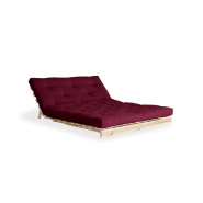 Canapé convertible futon ROOTS - Pin naturel - Tissu bordeaux - Couchage 160x200 cm - Design japonais et scandinave_1