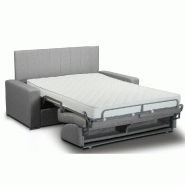 Canapé-lit convertible CanapExpress - 160cm - Matelas memory 22cm - Tête de lit intégrée - Tweed gris silex_1
