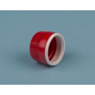 CGL013 - Bouchon à vis PE rouge - Auxilab - avec bague pour flacon DIN28_1