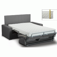 Canapé lit 3 places convertible OPERA - ouverture express - Matelas 16 cm 140x197 cm - Tweed gris graphite - Tête de lit intégrée_1