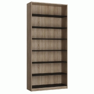 Composition lit escamotable style industriel KEY - Bi-ton chêne noir mat avec bibliothèque 160x200 cm - L325 cm_1