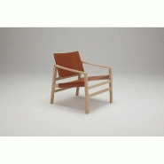 Fauteuil LUK en cuir cognac - Structure et piétement en chêne massif - Design scandinave_1