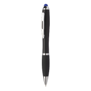 Stylo à bille stylet en plastique noir - Grip caoutchouc - LED lumineuse pour gravure - Encre bleue_1