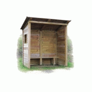 Abri bus en bois - bardage en bois - avec banquette - 250 x 140 cm - pin traité autoclave classe 4_1