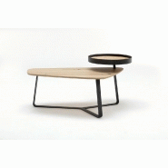 Table basse design - Style Coffee Table en chêne poutre miel et métal anthracite_1