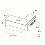 Bureau d'angle T45 avec meuble de rangement et caisson - Quadrifoglio - 192, Droite, Eucalyptus_1