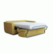 Canapé convertible express GAVINA 140 cm - Matelas 16 cm - Tissu jaune avec passepoil blanc - Ouverture rapide_1