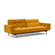 Canapé convertible Splitback Stem avec accoudoirs - Pieds obus en chêne naturel - Tissu Elegance Burned Curry - Lit 115x210 cm_1