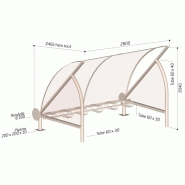 Abri vélo semi-ouvert Demi Lune - structure acier et bardage polycarbonate - 6 vélos_1