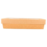Boîte salade carton Kraft +couv fenêtre antibuée 1300cc 21x14x5cm - par 200_1