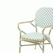 Tango - Fauteuil de bistrot en rotin synthétique bambou-blanc/vert pastel_1