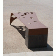 Banc public en métal - Collection Green Palacio - acier corten et motifs alvéolaires_1
