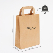 Sac kraft lisse poignées plates brun 22x10x29cm - par 50_1