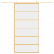 Vidaxl porte coulissante doré 102,5x205cm verre esg clair et aluminium 155162_1