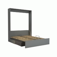 Armoire lit escamotable Dynamo Sofa - Canapé gris mat et microfibre gris - Couchage 160x200 cm avec ouverture assistée_1