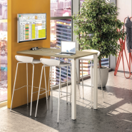 Lounge - Tables hautes Burocéan - Finitions variées en chêne, noyer, blanc perle, hêtre ou érable_1