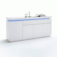 Buffet Ocean laqué blanc brillant - 4 portes, 2 tiroirs, LED inclus - Design contemporain_1