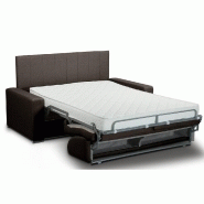 Canapé convertible 2-3 places Normandie - système CanapExpress - sommier à lattes 120cm - matelas Memory 22cm - polyuréthane marron_1