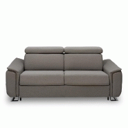 Canapé convertible express Réaumur 140cm - Matelas 16cm - Pieds luge - Tissu tweed gris silex_1