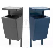 Scandik 03.046.2.Sn - Cendrier corbeille moderne Zano en acier inoxydable avec auvent_1