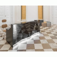 Banque d'accueil ALPHA - Verre laqué avec façade lumineuse LED et design minimaliste_1