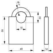 Cadenas à clé Shoulder 40 mm - laiton massif, anse épaulée et mécanisme à goupilles - Marque Thirard_1