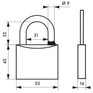 Cadenas à clé Mach 3 - 55 mm - Corps laiton monobloc, anse acier inoxydable, usage extérieur_1