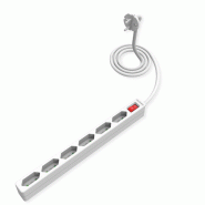 VALUE Multiprise 6 ports type Euro, avec interrupteur et fiches profilées, blanc, 2 m_1