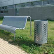 Corbeille à déchets métallique Falco - Poubelle publique avec carénage cylindrique en tôle perforée galvanisée_1