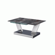Table basse modulable OPEN - doubles plateaux pivotants en verre trempé et céramique anthracite_1