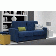 Canapé convertible ouverture express NIVES - 140x190 cm - Matelas 14 cm haute résilience - Tissu bleu_1
