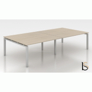 Ensemble de 4 bureaux Bench ECO - Mobel Linea - 140, Blanc, Acacia foncé_1