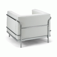 Fauteuil d'accueil cuir blanc ou noir Soft - Blanc_1