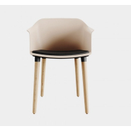 Lot de 2 fauteuils MIZA - Bois - Coque polypropylène 2 coloris avec assise tissu rembourrée - Référence 7981 FR125_1