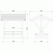Table de pique-nique Refuge - plastique recyclé - 230 x 210 x 280 cm - coloris brun - banc intégré_1