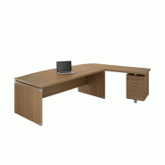 Bureau X time Stop avec retour et caisson - Quadrifoglio. - 244, Noyer canaletto, Droite_1