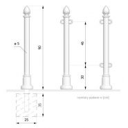 01.052.Sc - Potelets fixes Zano - Acier noir ou inoxydable - Hauteur 125cm - Poids 10kg_1