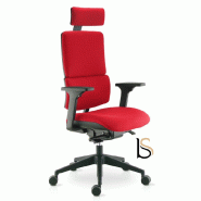 Fauteuil Manager Wi max dossier tissu - Sokoa - Rouge, Piètement nylon noir, Oui_1