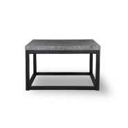 Table basse carrée 54 x 54 cm - métal noir et plateau mélaminé finition béton_1