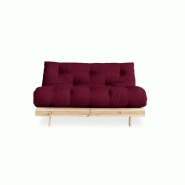 Canapé convertible futon ROOTS - Pin naturel - Coloris bordeaux - Couchage 140x200 cm - Design japonais et scandinave_1