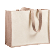 Sac shopping en jute laminée et coton laminé - anses longues - couleur naturelle - 185 gr_1