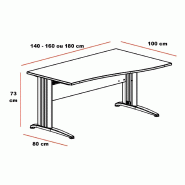 Bureau vague Sigma - Mobel Linea - Argent Ral 9006, 180, Blanc, Gauche_1