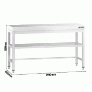 Table Inox de Travail Centrale Premium avec Etagère et Renfort - Profondeur 800 mm - 1400_1