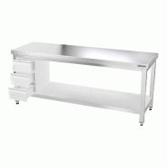 Tables Inox centrales Premium avec Etagère - P 600 mm | Ggm - 2000_1